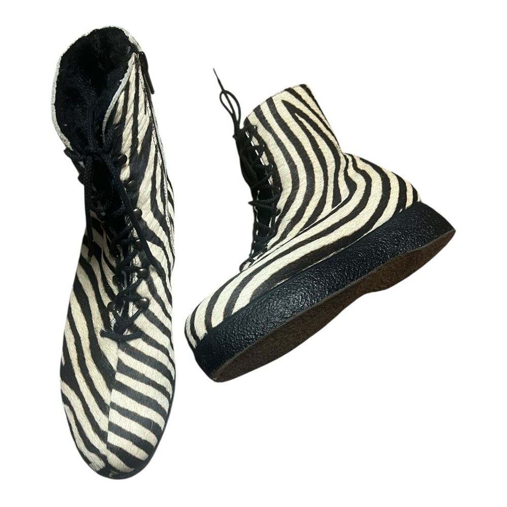 Zebra Print Hair on Hide Punk European Boots